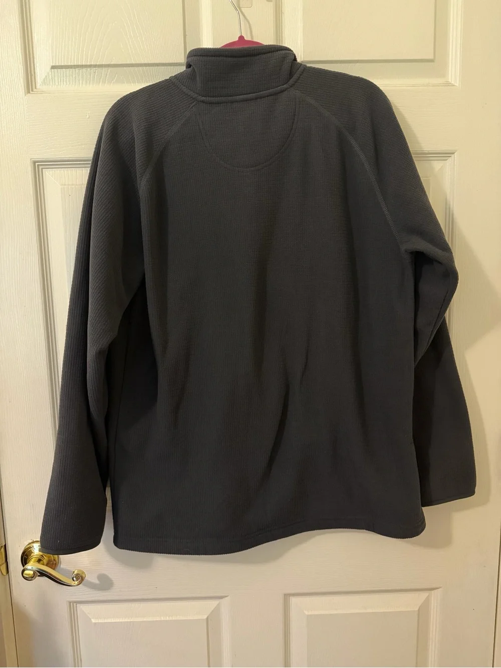 The North Face Mens Waffle Grid Fleece Quarter Zip Pullover Charcoal Gray L